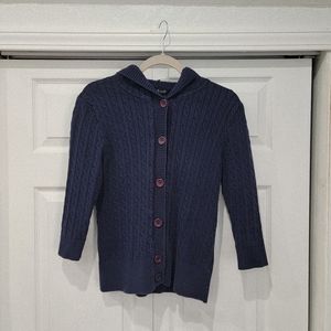 Women's Blue Cable Knit Cardigan